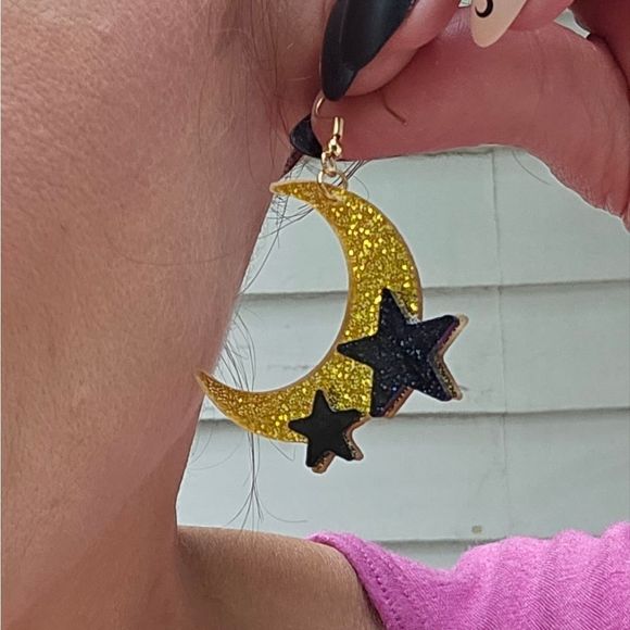 New acrylic sparkle moon with stars - Picture 3 of 5